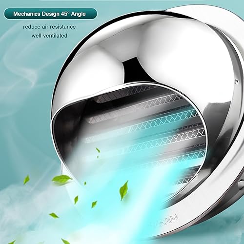 Miniatura 4 de KDDEON Vent Cap Rain Louver Cap Windproof Chimney Cap,304 Stainless Steel Ducting Ventilation Chimney Cowl,Outer Wall Air Outlet Range Hood Water