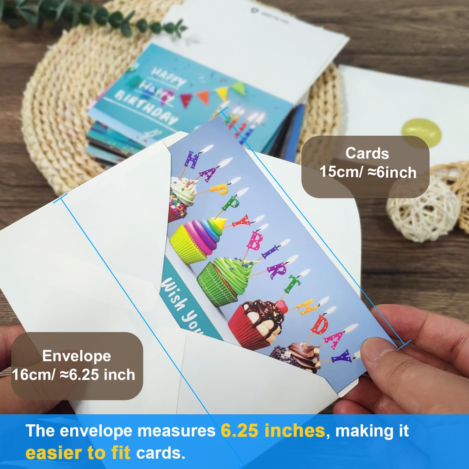160 Happy Birthday Karten Set – Inkl. Umschläge & Aufkleber, 20 Designs, Dicker Karton