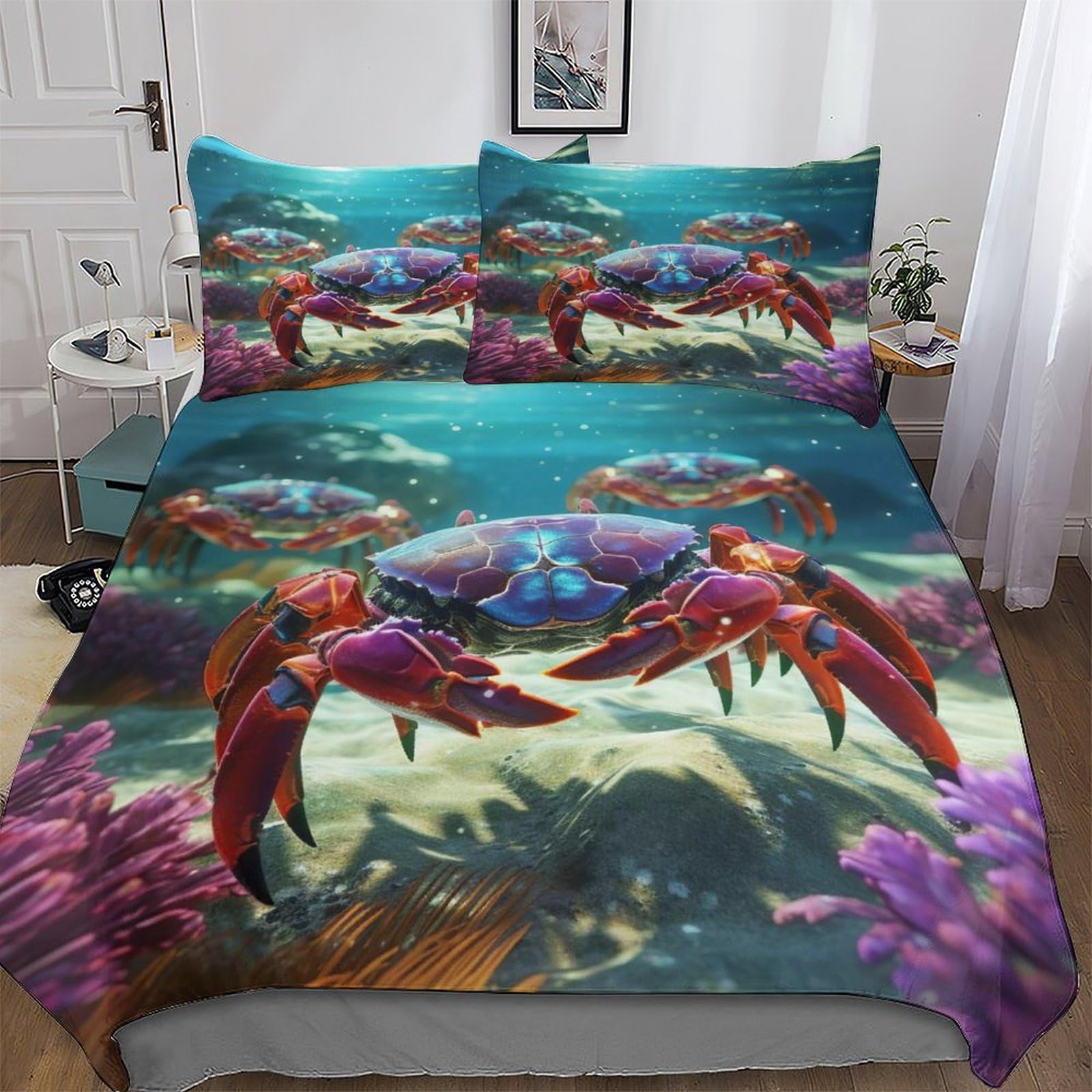 Parure de lit crabe en microfibre douce pour transformer la chambre des enfants et ados
