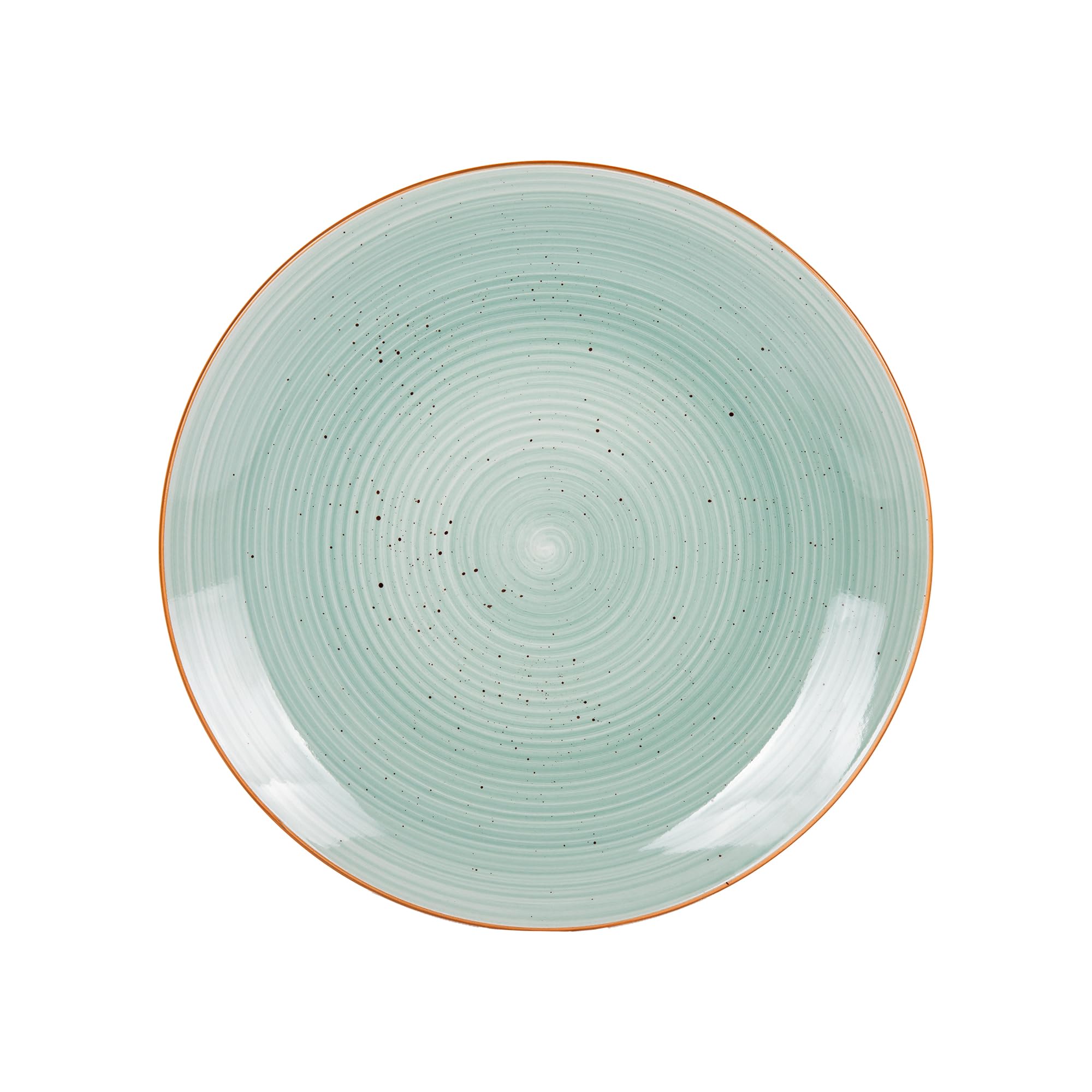 Cofan Vajilla de cerámica color verde agua pintada a mano | Set de 16 piezas | Apta para lavavajillas, microondas y horno