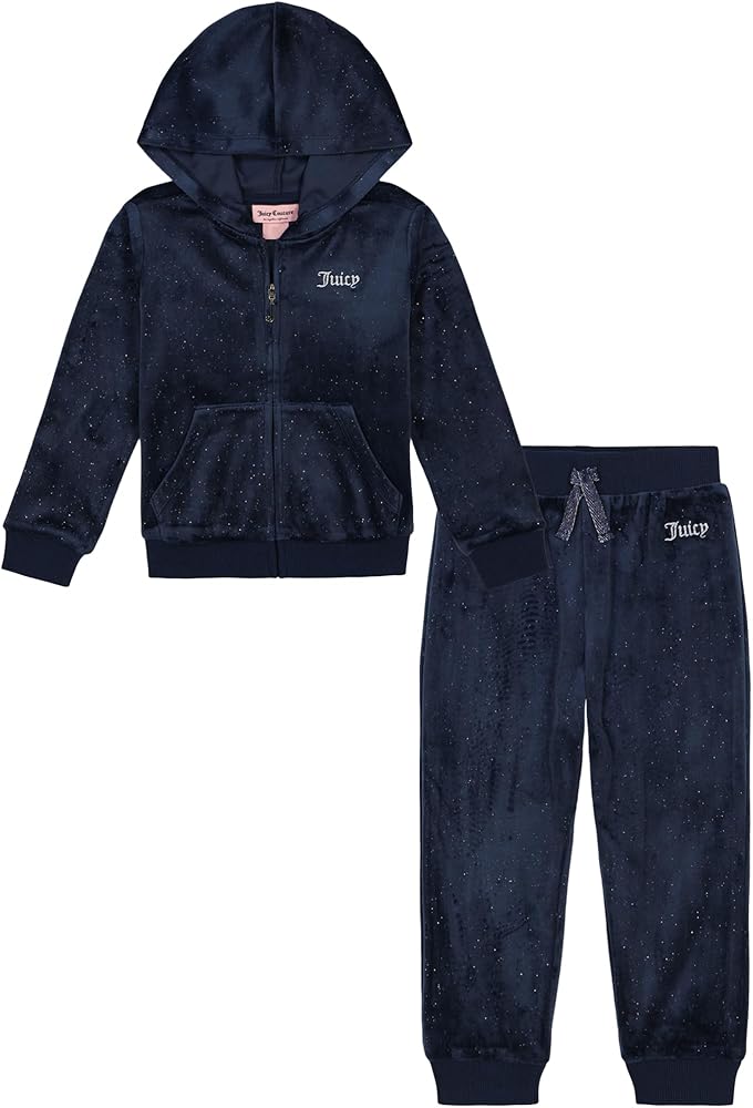 Amazon.com: Juicy Couture Girls' 2pc Zip Up Embossed Velour
