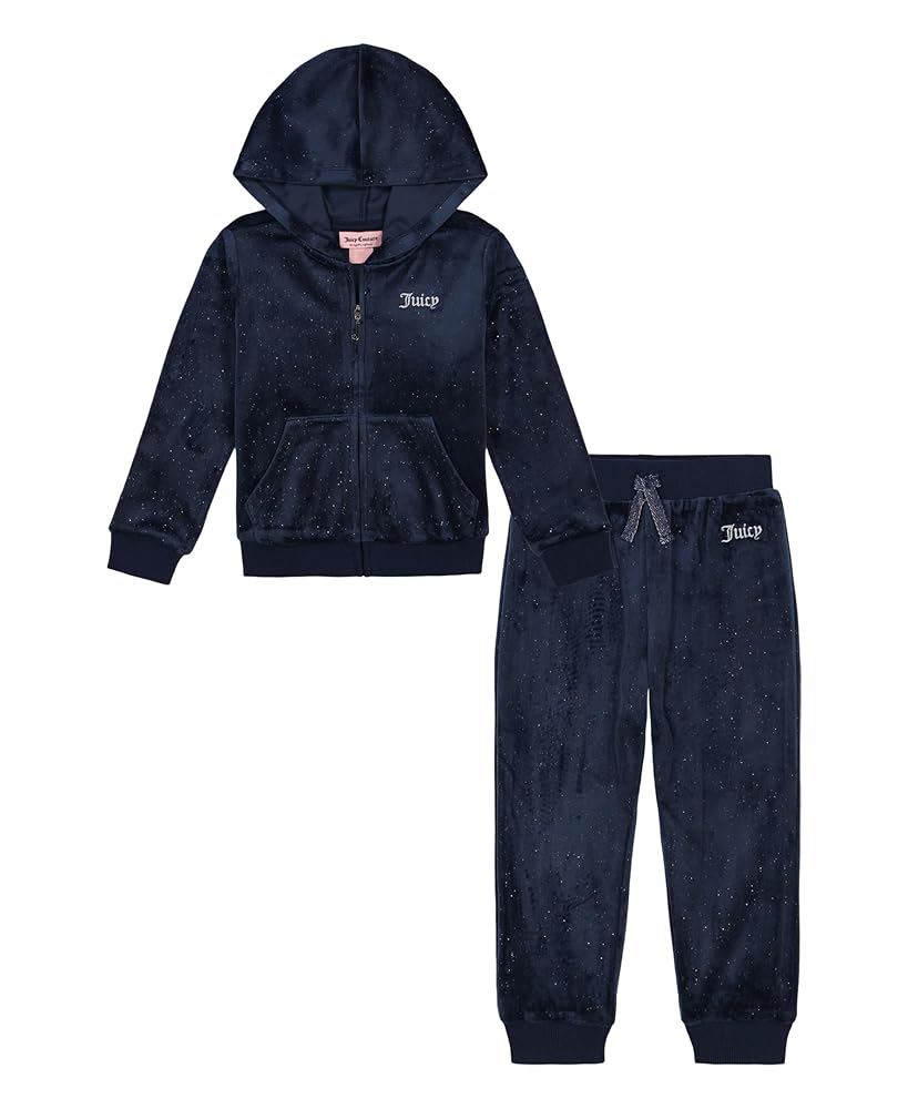 Amazon.com: Juicy Couture Girls' 2pc Zip Up Embossed Velour