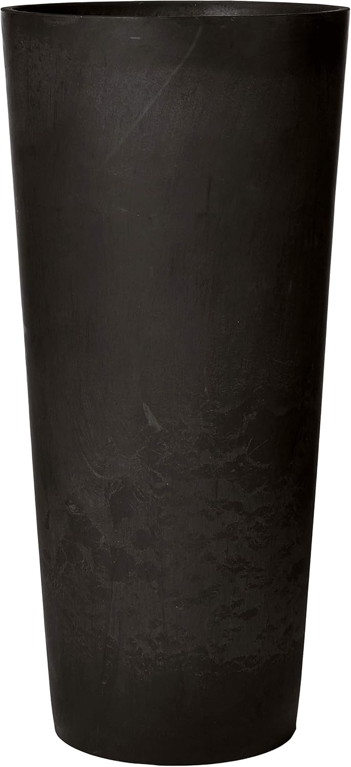 Arcadia Garden Products PSW S32BK Contempo Tall Round Planter, 13 by 13 by 28-Inch, Black