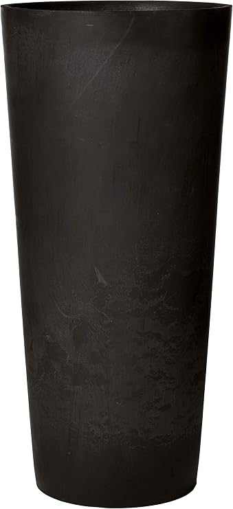 Arcadia Garden Products PSW S32BK Contempo Tall Round Planter, 13 by 13 by 28-Inch, Black