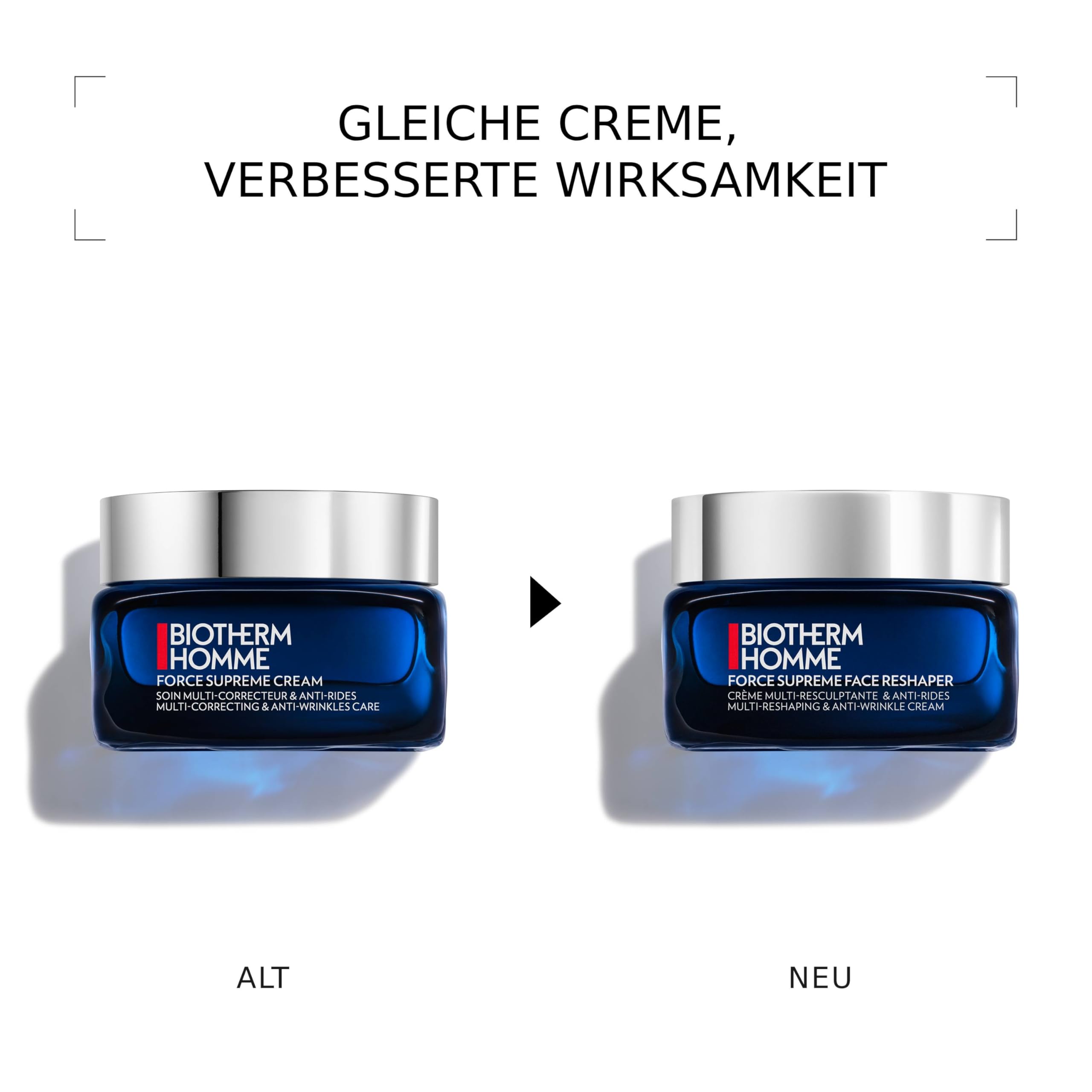 Biotherm Force Supreme Face Reshaper Cream, Straffende Anti-Falten Creme für Männer, mit Neo-Proxylane und Biotech Plankton, 50ml