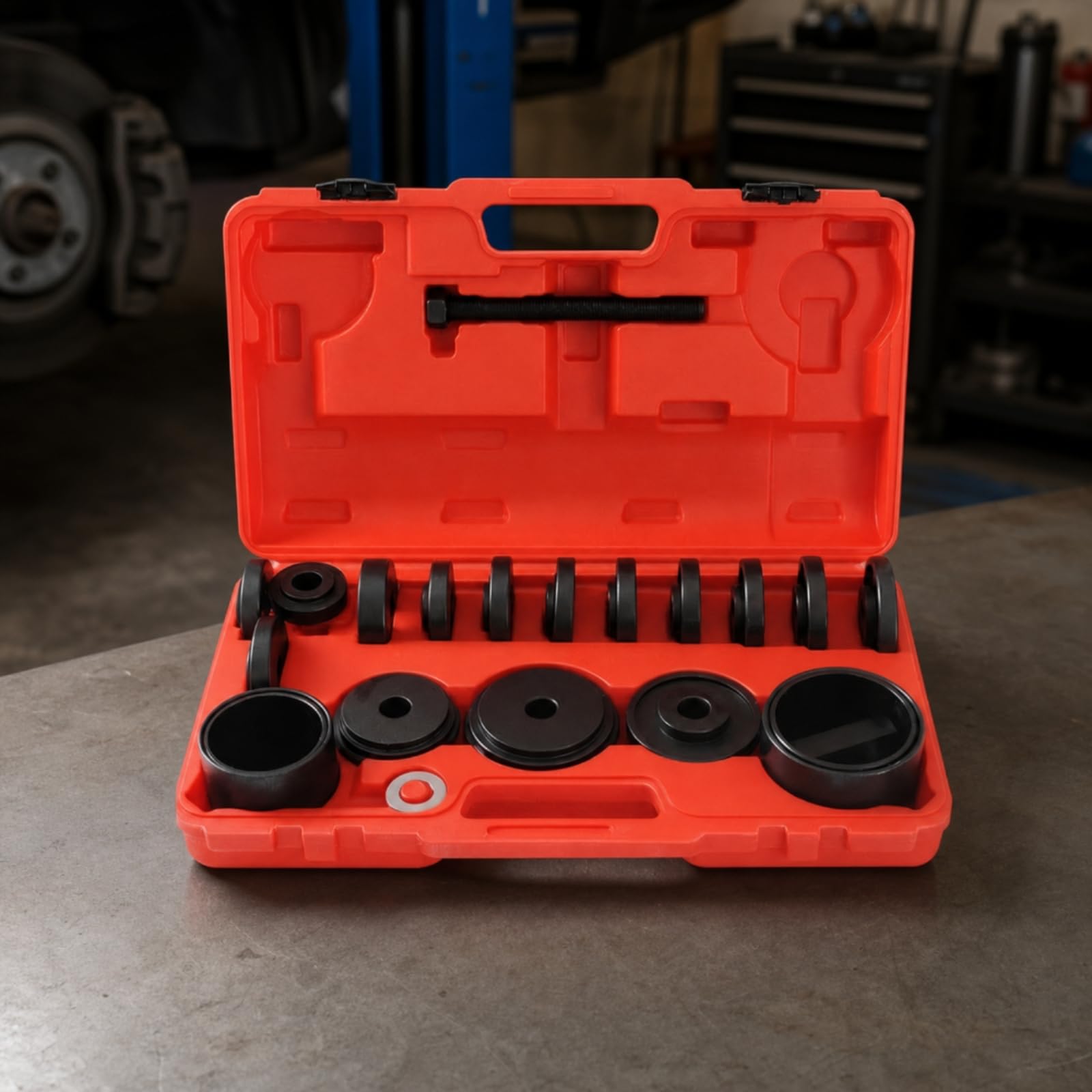 Juego de Extractor de Buje de Rueda y Cojinete Automotriz Kit de con Adaptador y Múltiples Manguitos Estructura de Aleación Duradera Apto para Servicio en Taller Mecánica Flotas