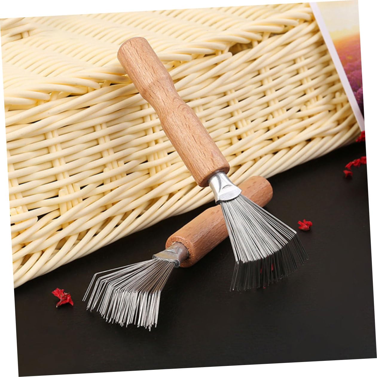 FRCOLOR Wooden Comb Cleaner 3pcs Hair Brush Cleaning Tool for Easy Hair Removal and Detangling in Home Use