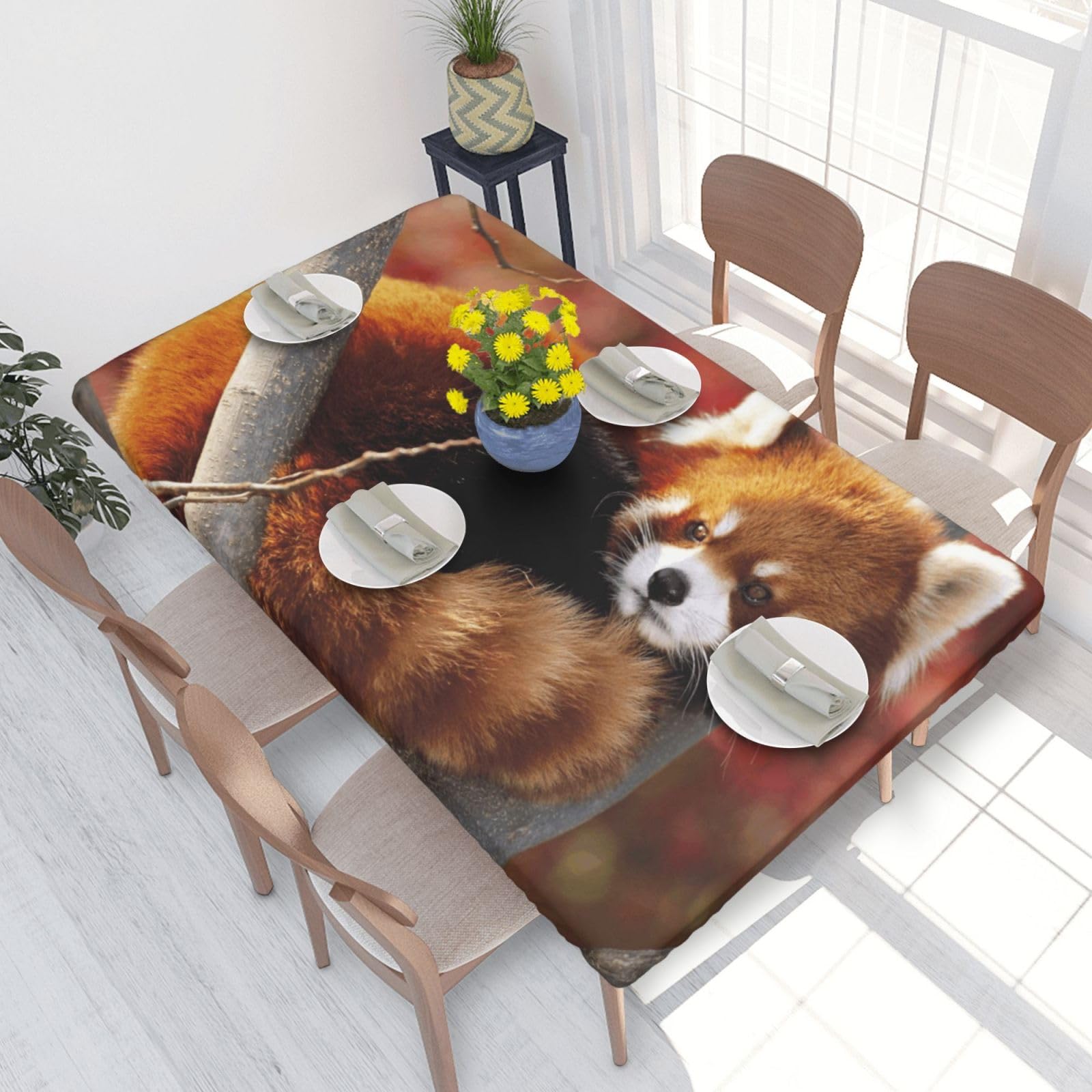 BNVSADC Red panda Printed 4FT Tablecloth 122x76 CM Polyester Kitchen Water Resistant Table Cloth Dining Table Decoration Table Covers