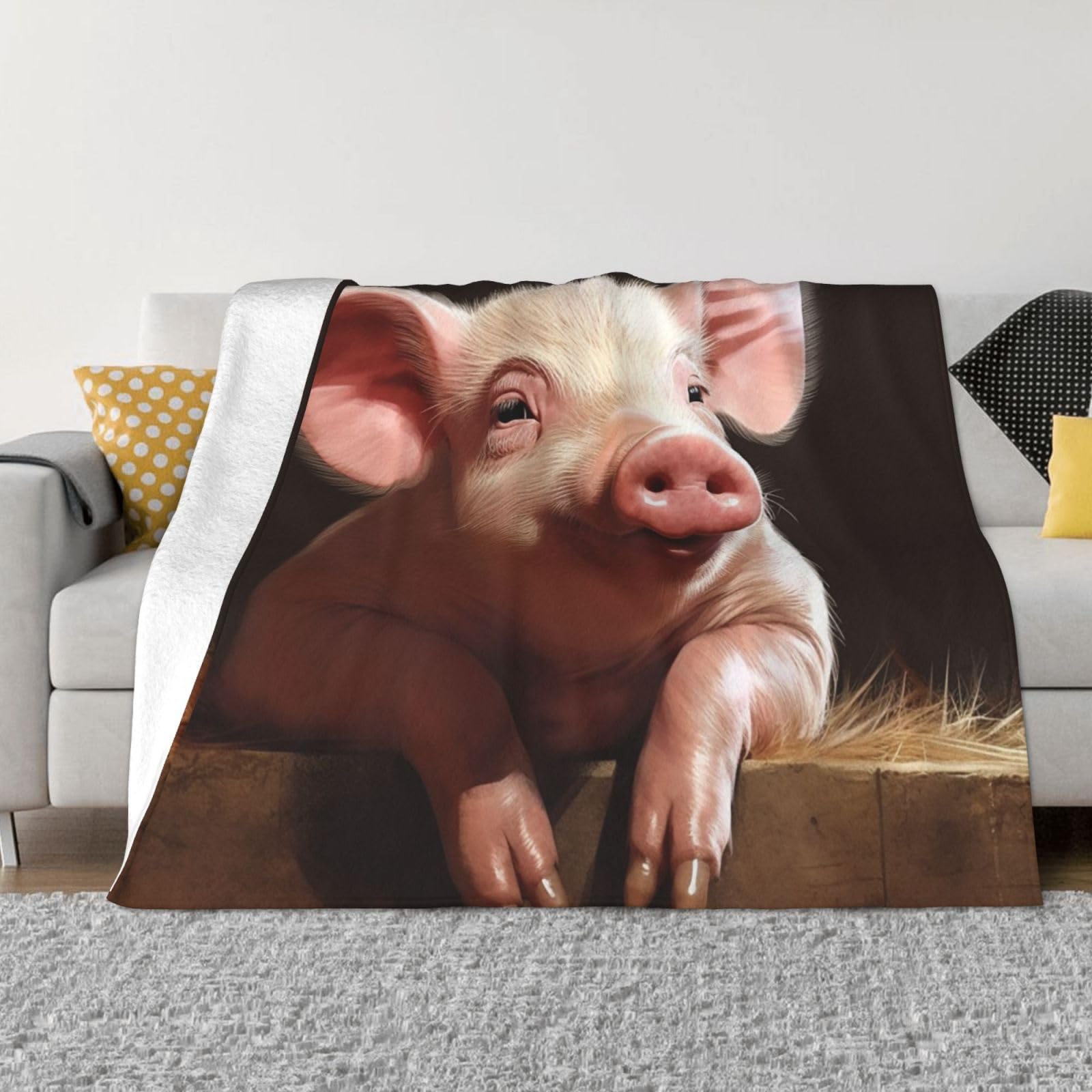 KLOPH Smiling Throw Blanket 40"x30" Flannel Fluffy Warm Blanket for Couch, Reversible Plush Blankets for Bed, Comfy Fuzzy Blanket for Sofa, Plush Lightweight-Blankets for All Season