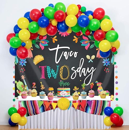 Miniatura 2 de Mocsicka Taco - Telón de fondo de cumpleaños de Twosday, fiesta mexicana, decoración de fiesta de segundo cumpleaños, cactus del Cinco de Mayo,