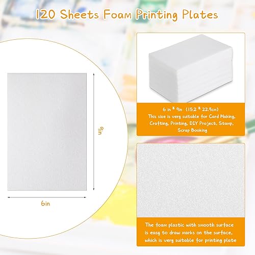 Miniatura 2 de Cholemy 120 placas de impresión de espuma de 6 x 9 pulgadas, hojas de espuma blanca de 120 pulgadas de grosor, juego de papel de espuma para hacer