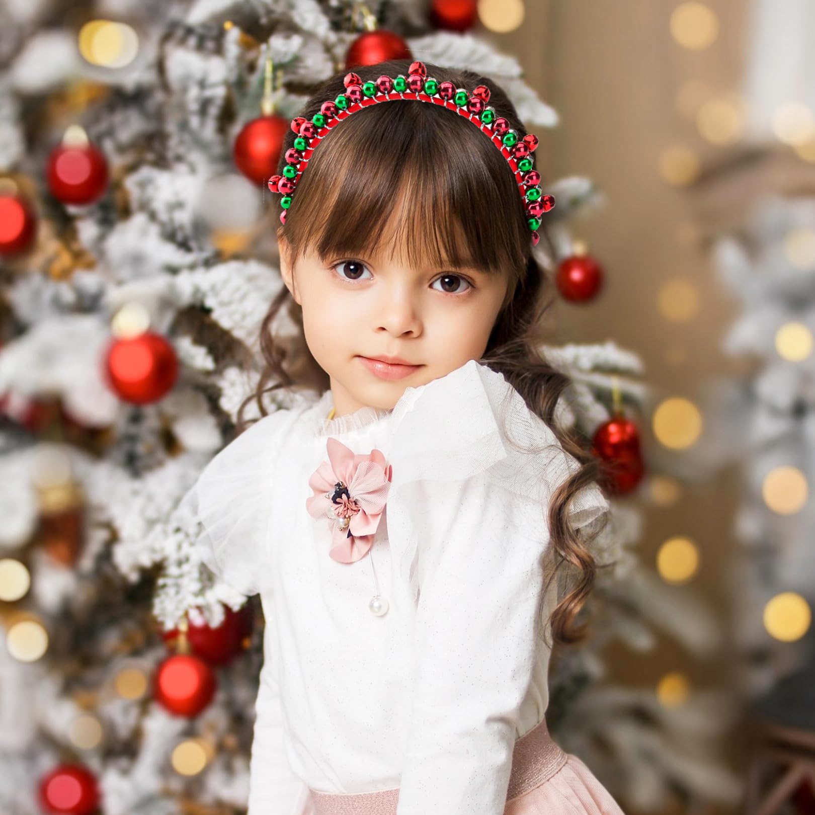 Serre Tête Noël, Serre Tete Noel Lot de 2 avec Clochettes - Bandeaux Festifs pour Femme, Adulte et Enfant - Accessoire pour Noë Fête, Mariage & Événements(Rouge et Vert)