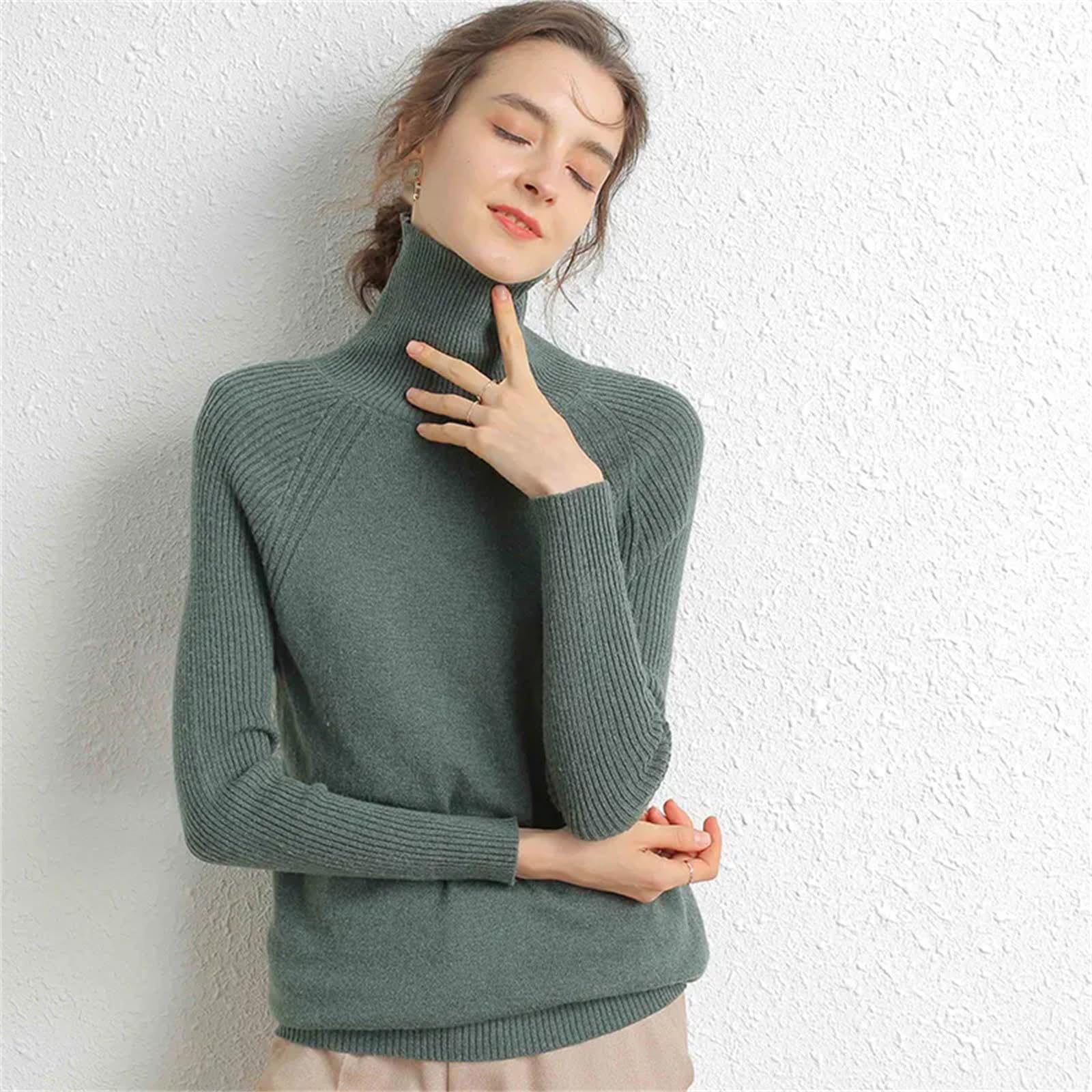 Maglione A Collo Alto da Donna in Lana Merino E Cashmere A Maniche Lunghe Maglione Autunno E Inverno Maglione Pullover Lavorato A Maglia