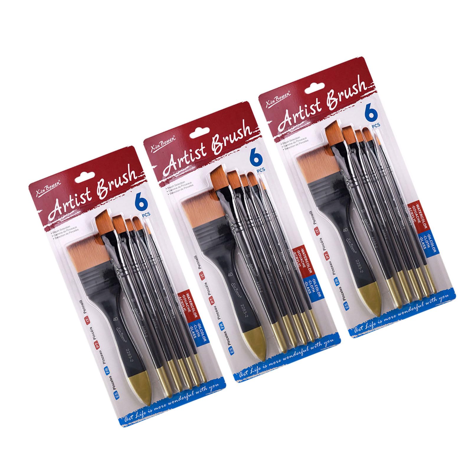XuQiZZpp 3 Set Paint Brushes Practical Paint Brush Artist Brushes Nylon Hair Painting Brushes for Watercolor Oil Painting