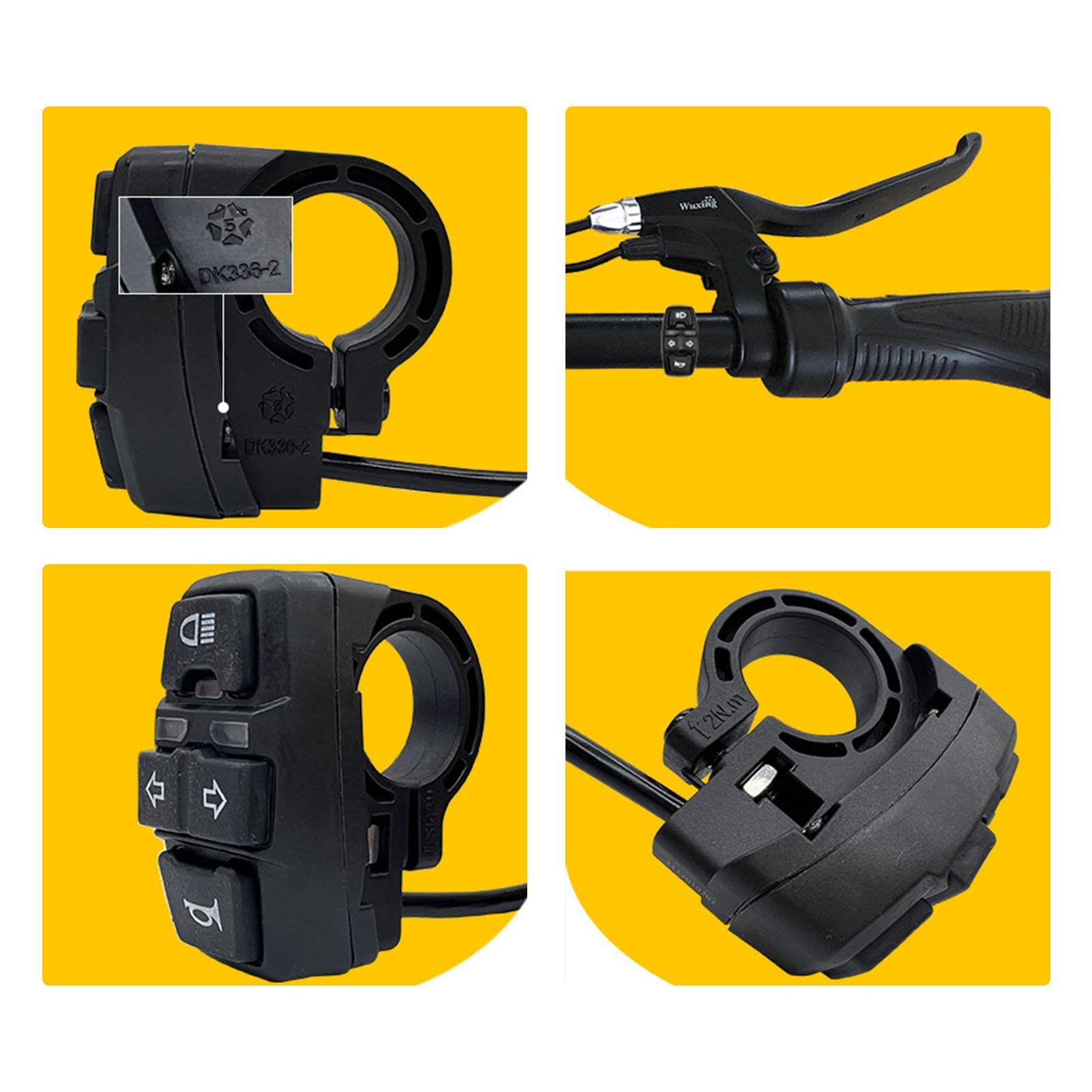 Interrupteur De Phare 3 En 1 Pour Moto, Vélo électrique, Scooter - Commande Phare, Clignotant, Klaxon - IP54, Pour Guidon 22,2 Mm, Tension 36V/48V