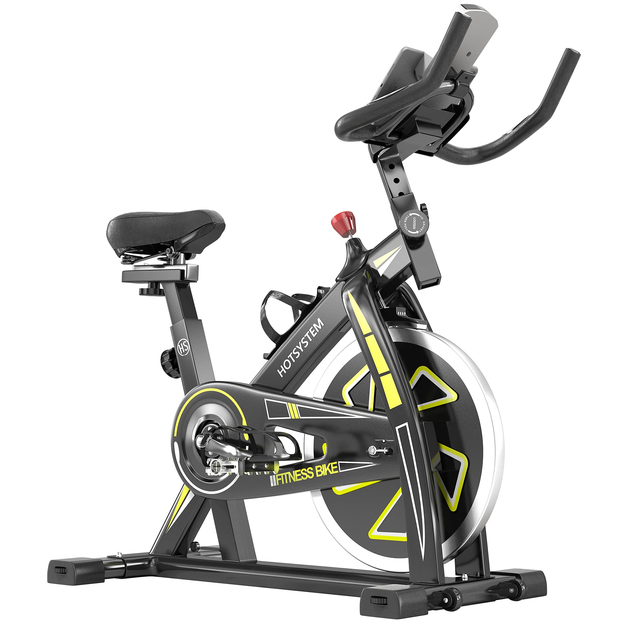 HOTSYSTEM Indoor Exercise Bike? Stationary Cycling Bike for Home Cardio Workout with Comfortable Seat Cushion, Silent Belt Drive and LED Monitor