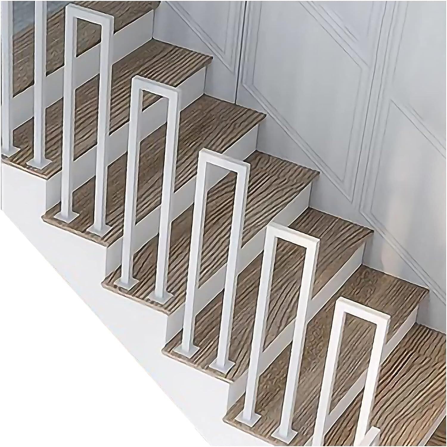 Rampe d'escalier en métal en U blanche, garde-corps en fer forgé intérieur extérieur pour villa