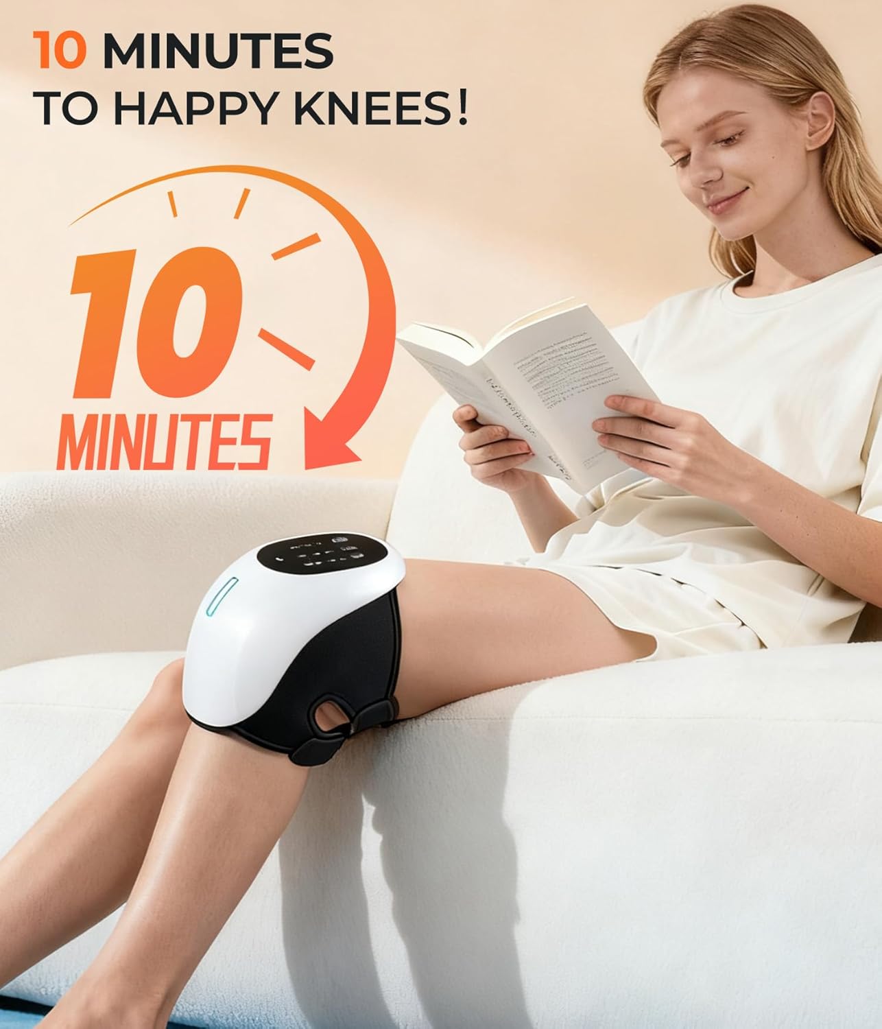 World's First 360° Knee Massager with 1-Second Heat - Cordless Red Light Therapy for Joint Comfort, 3 Intensity Levels, Perfect for Athletes, Seniors & Active Adults