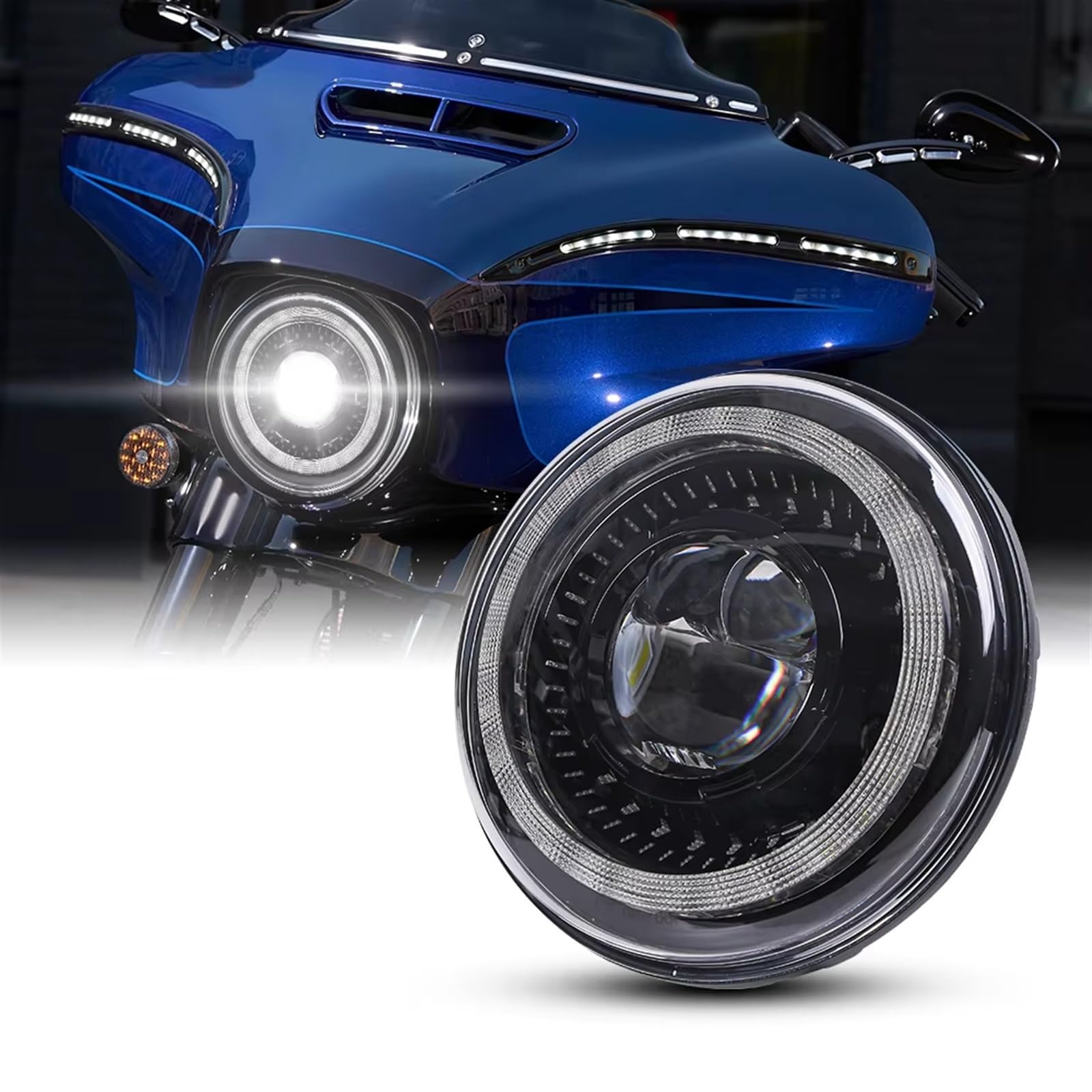Auto Fari Anteriori Kit Faro Anteriore LED Cromato Da 7 Pollici Per Moto + Fendinebbia 4.5 Per Touring Per Road Per King Per Electra Per Glide
