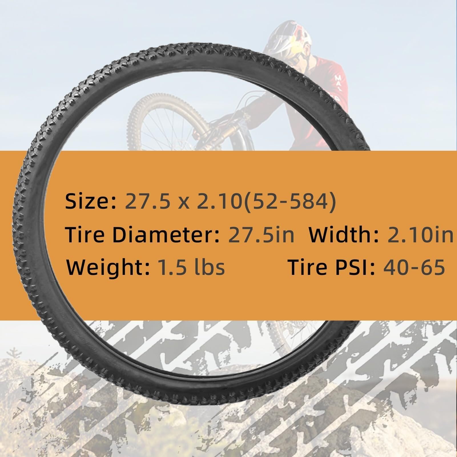 2PCS 27,5X2,10/52-584 Pulgadas Neumáticos Y Cámaras para Bicicletas De Gravel con Palancas 27,5 2,10/52-584 Pulgadas 60 TPI A Prueba De Pinchazos Juego De Recambio Neumáticos