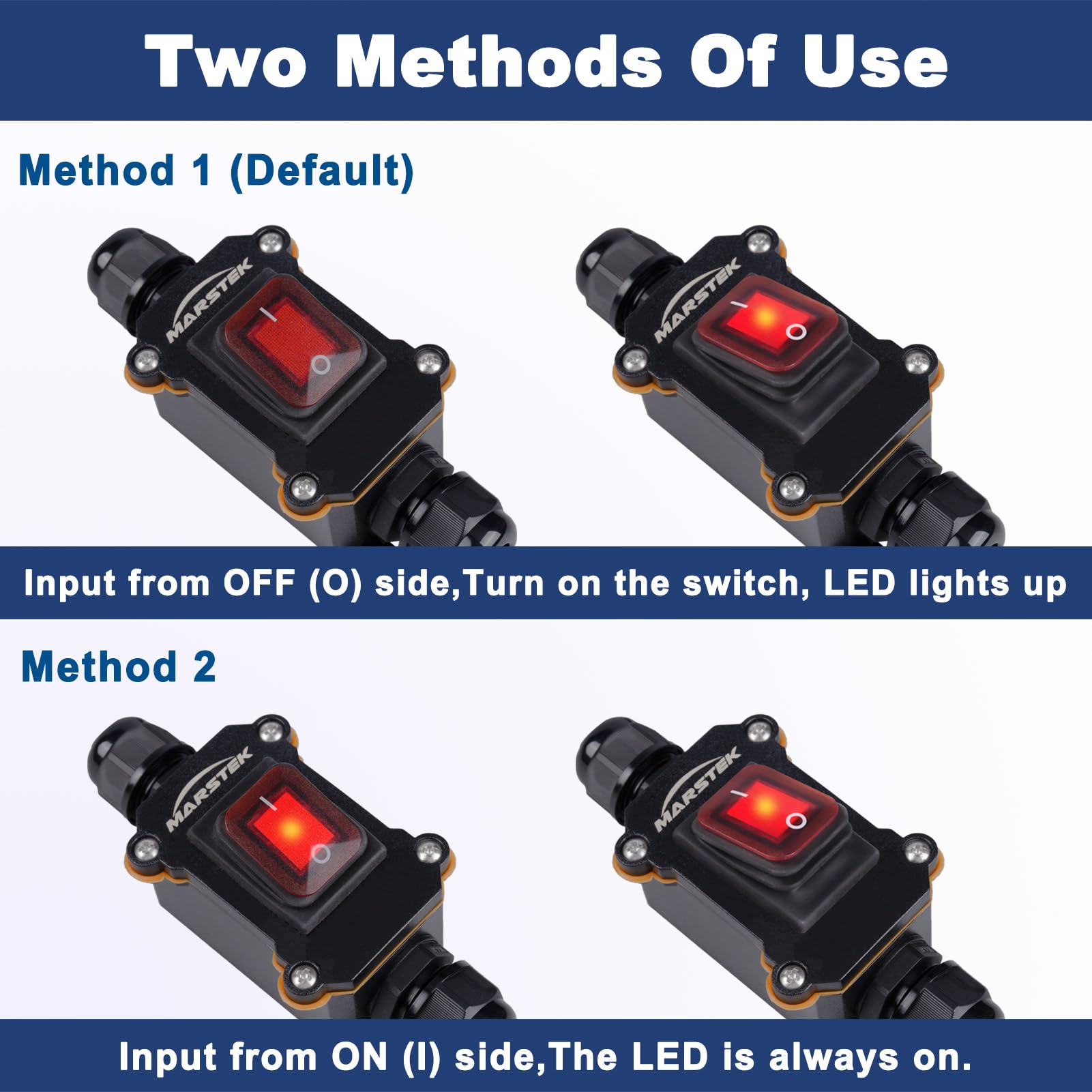 Inline Cord Toggle Switch Hmknana IP67 Waterproof - 12V DC 20A DPST On ...