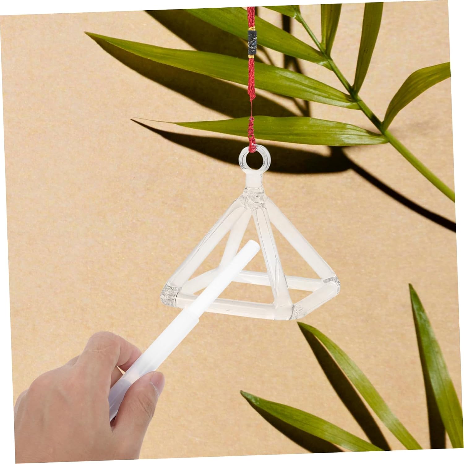 1Set Pyramid Quartz Singing Ornament Healing Sound Therapy Decor for Meditation Travel Friendly Desktop Adornment Spiritual Present for Relaxation