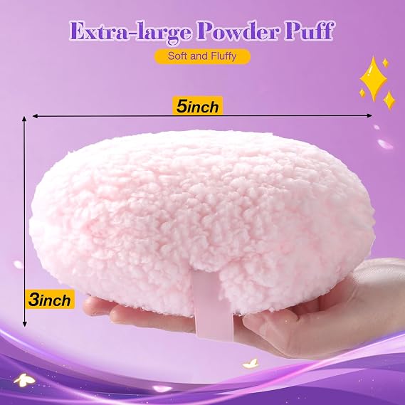 WSYUB Powder Puff and Container, Large 5.5 Inch, Glass Powder Jar
