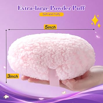 WSYUB Powder Puff and Container, Large 5.5 Inch, Glass Powder Jar