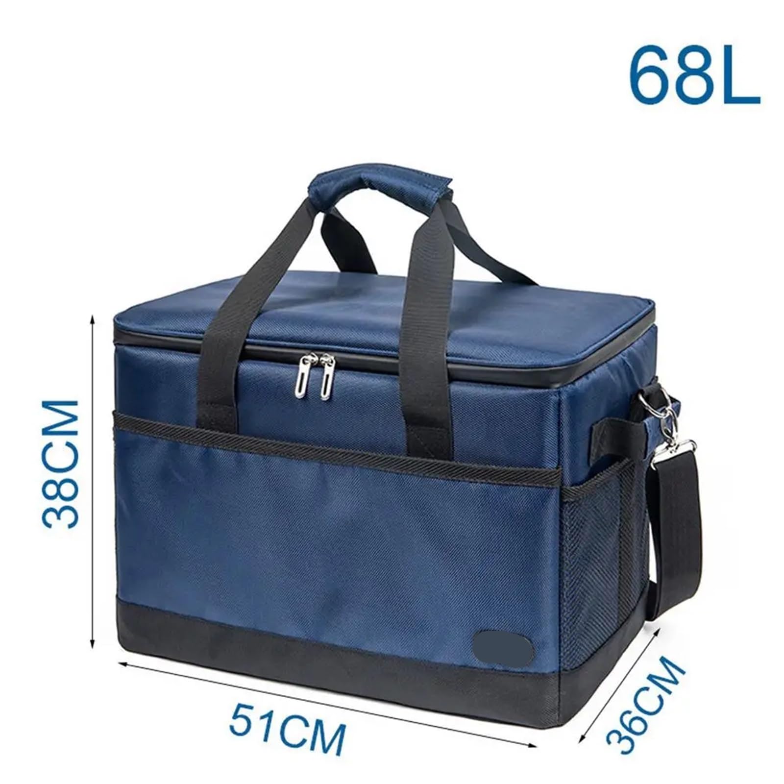 Caja refrigeradora gruesa y aumentada Fácil de transportar Aislamiento térmico a prueba de fugas Producto for exteriores Bolsa de picnic portátil Azul marino(68L)
