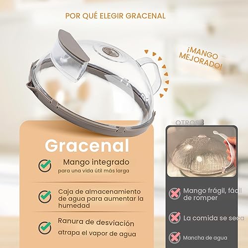 Miniatura 4 de Cubierta de salpicaduras de microondas para alimentos, cubierta de microondas mejorada con vaporizador de agua, mango integrado, cubiertas