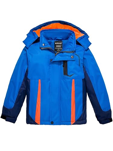 wantdo Boys' Waterproof Winter Ski Jacket Fleece-Lined Puffer Coat Insulated Snow Jacket Hooded
