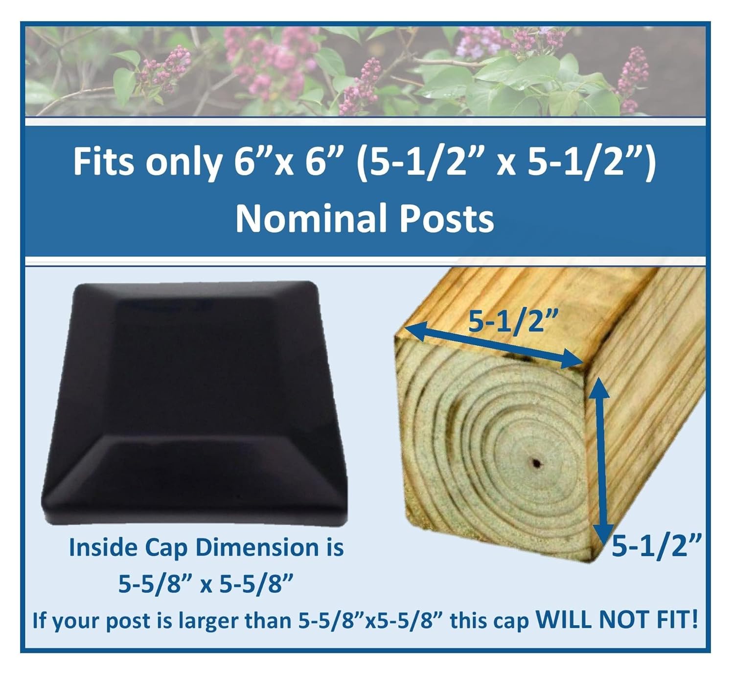 (24-Pack) Fence Post Caps - Protect Wooden Fence Poles Outdoor in Low Profile Made in USA (6x6 inch, Black, 24)