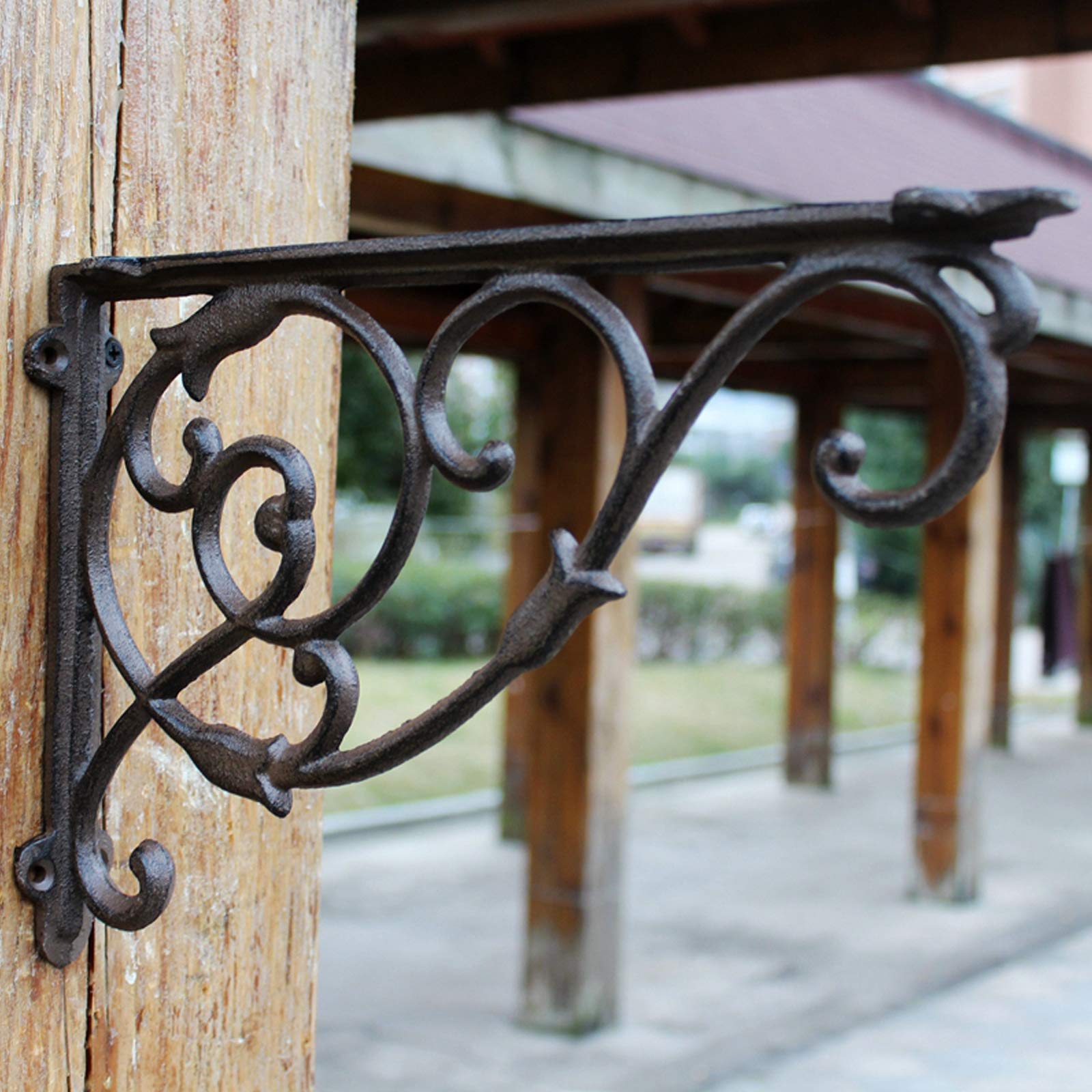Hierro Shelf Brackets,Vintage Antique Style Pared Escuadras de Metal,Ángulo de 90 Grados para Diy Estantes de Tablero Flotante,Negro Hardware Incluido,1 Par