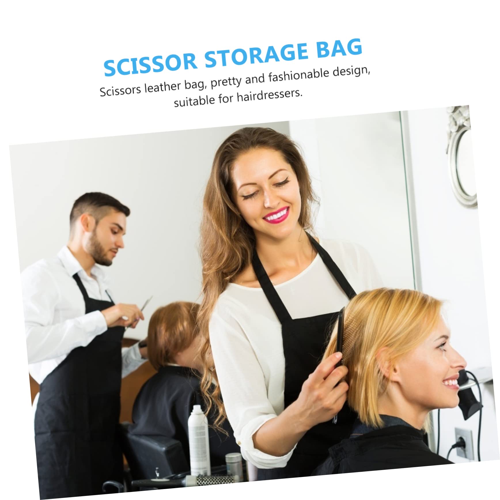 IWOWHERO Leather Barber Scissors Case Double Grooming Scissors Storage Bag Hair Cutting Tool Pouch