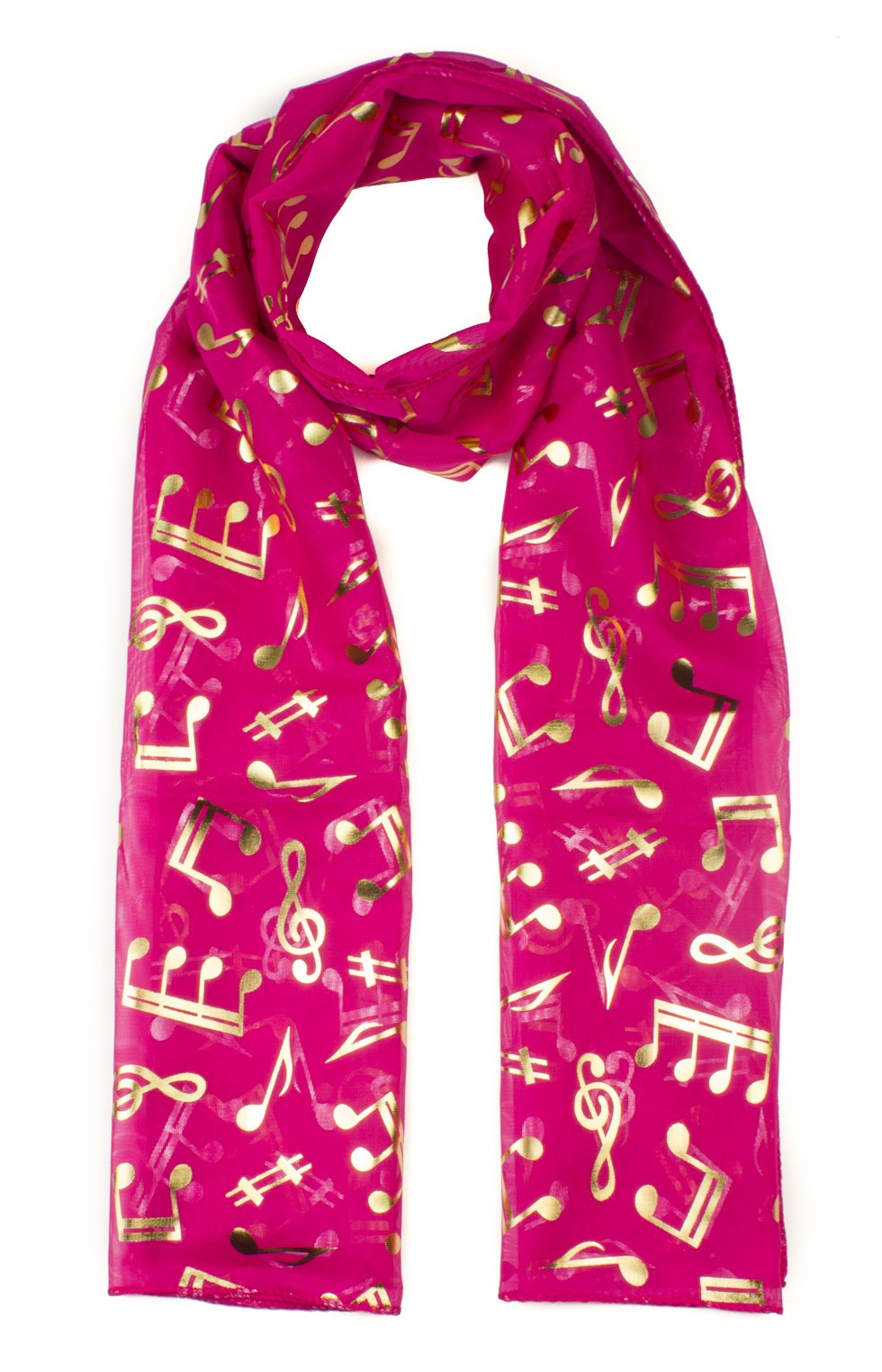 Mytoptrendz Men's Fuchsia Mytoptrendz® Treble Clef Music Note Print Chiffon Scarf ( Pink)