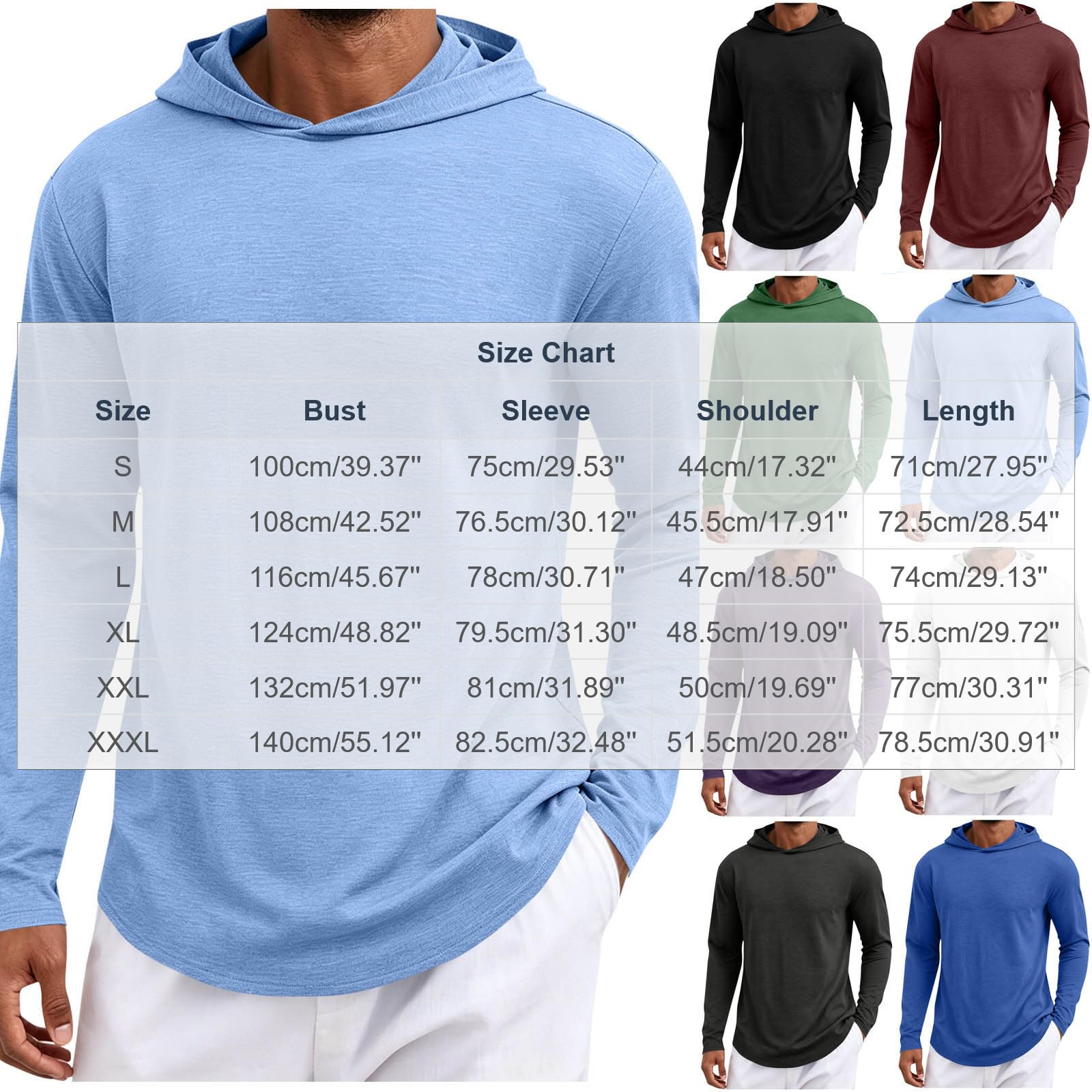 Felpa Uomo con Cappuccio Slim Fit Felpa Tinta Unita Morbido e Leggero
