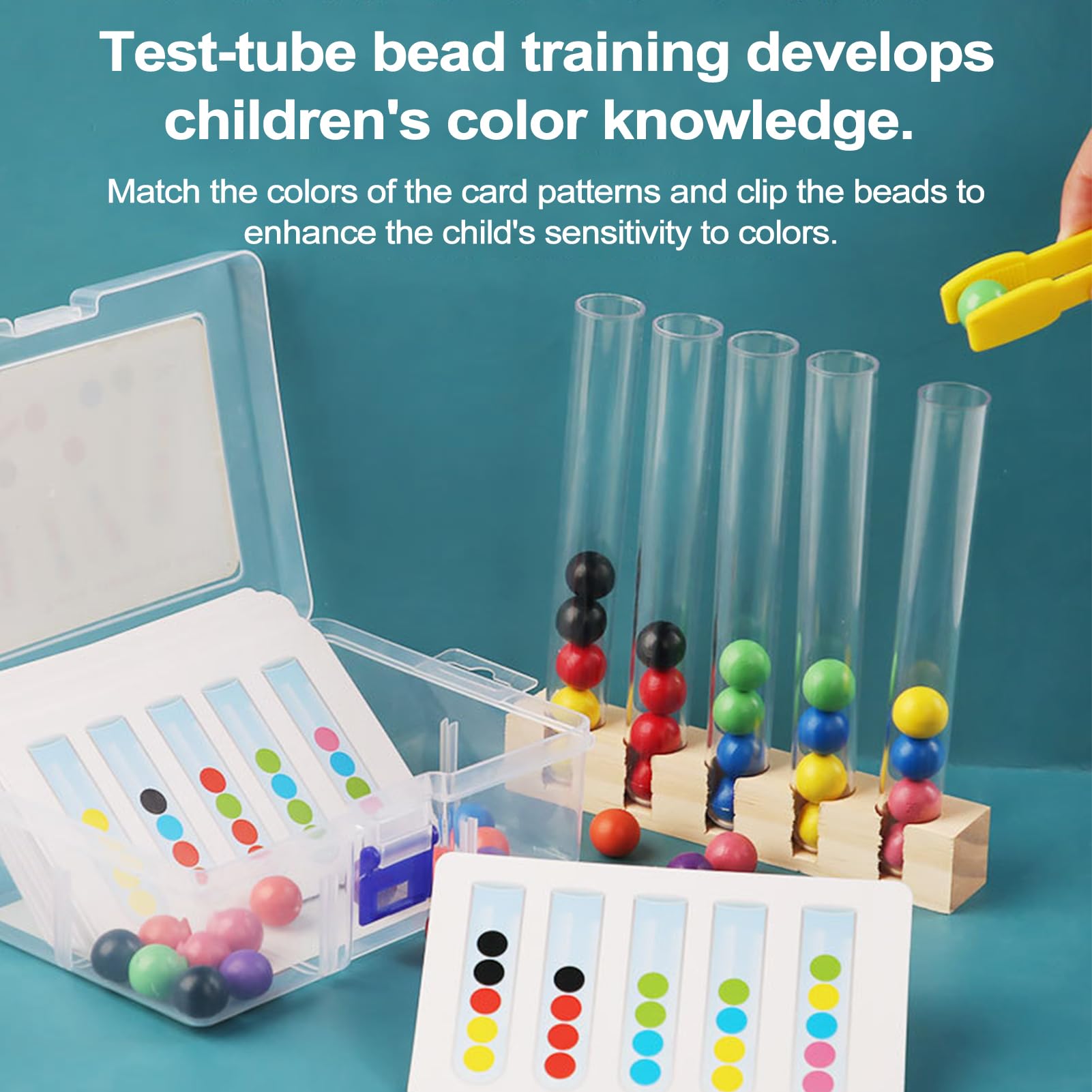 Juguete De Clasificación De Colores Con Cuentas Y Pinzas De Madera – Actividad Educativa Montessori Para Niños