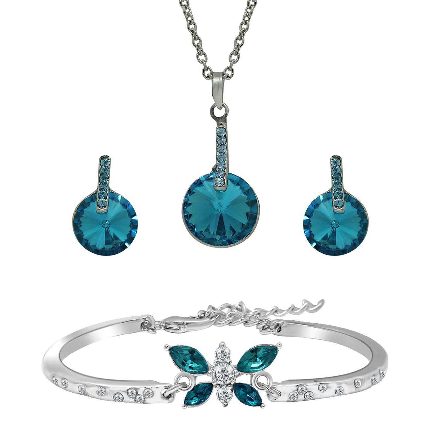 Mahi Combo of Dreamy Blue Pendant Set and Butterfly Bracelet with Crystal CO1104654R (B076BPNT62) Amazon Price History, Amazon Price Tracker