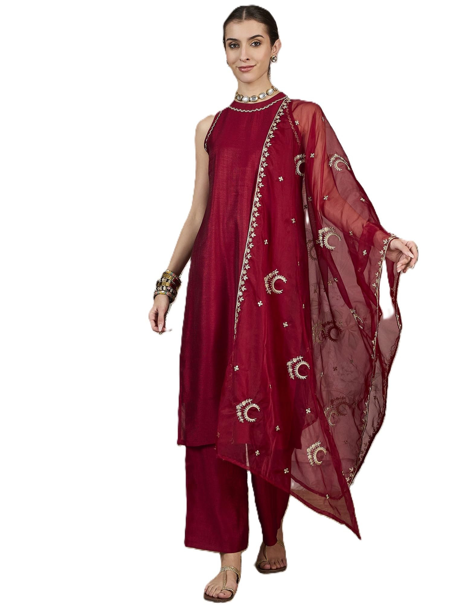 fabian fashion Women's Silk Blend with Embroidery Kurta & Silk Crepe Pant Set And Organza Embroidery Dupatta Ethnic Wear Salwar Suit Set(ES_2519)-picture-23