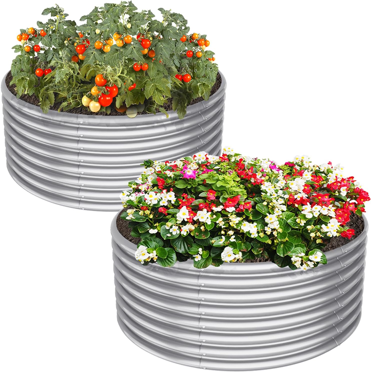 FRIZIONE 2-Pack 4FT(D) x2FT(H) Round Raised Garden Bed Outdoor, Raised Garden Beds for Flower, Raised Planter Box Outdoor for Herb, Vegetable