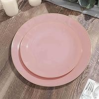 Vista 32 de Efavormart - Paquete de 10 platos llanos redondos de plástico azul polvoriento brillante de 10 pulgadas con borde dorado, platos desechables