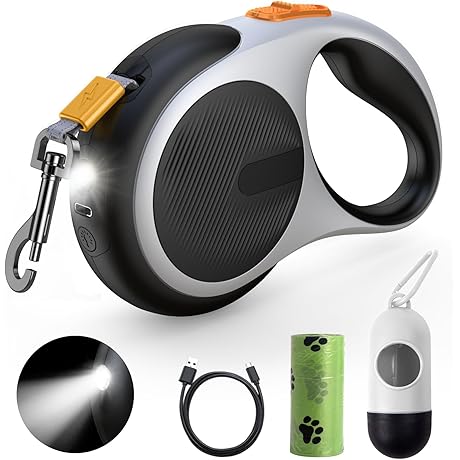 Extendable Dog Leash with LED Flashlight