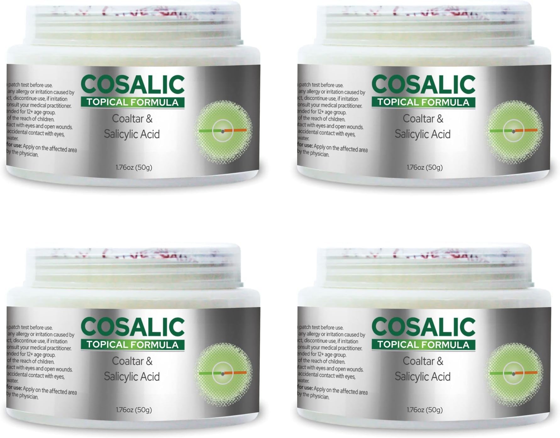Salve Cosalic Coal Tar & Salicylic Acid Ointment (50 g / 1.76 oz) Pack of 4 - Psoriasis Relief Cream for Scaly, Itchy, Flaky Skin
