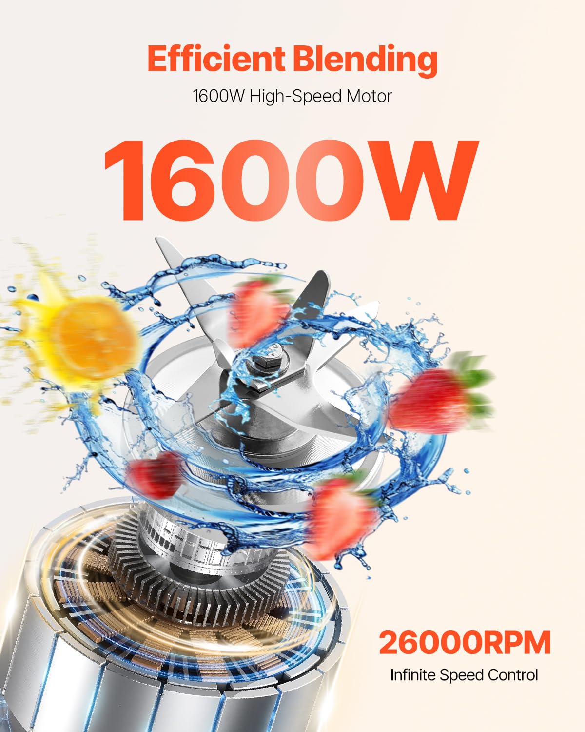 VEVOR Blender do napojów mrożonych 85 uncji 1600 W, blender elektryczny z mocnym silnikiem, wielofunkcyjny mikser do przetwarzania żywności do smoothie do soków do kuchni baru restauracji