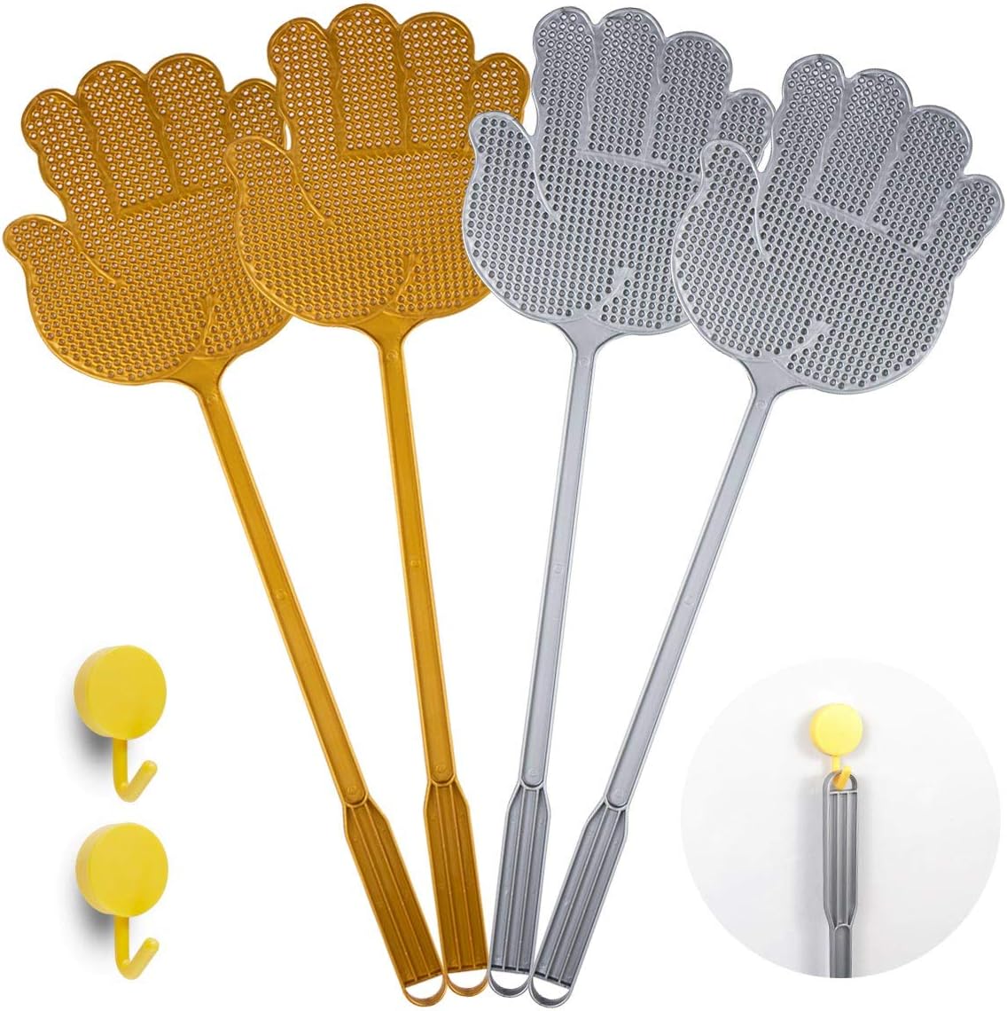 Bottokan 4 Pack Fly Swatters, Manual Swat Flexible Fly
