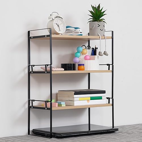 Miniatura 1 de YGYQZ Organizador de estante de escritorio de oficina de madera, suministros de escritorio, bonito estante de almacenamiento y decoración de