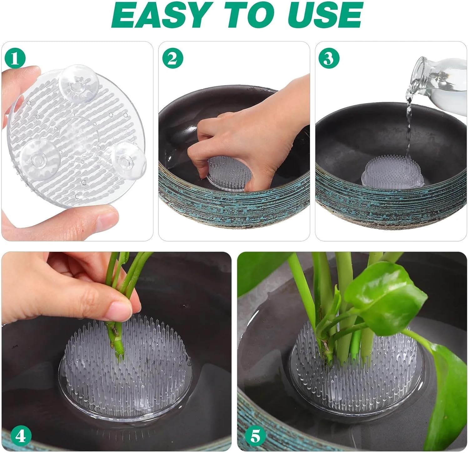 Flower Frogs 4Pcs Flower Floral Grid Holder, Suction Cup Stable Arranging Tool for Vase Floral