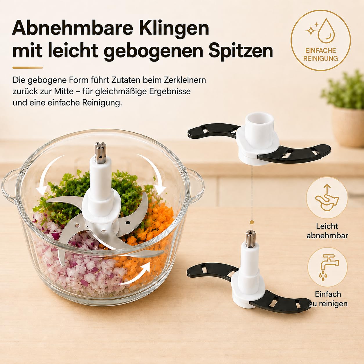 Kitchen in the Box Zerkleinerer küche Elektrisch mit 2 Schüsseln (1L Glasschüssel+2L Stahlschüssel),400W Multizerkleinerer fleischwolf mit 2 Bi-Level Klingen für Fleisch,Babynahrung,Obst,Gemüse