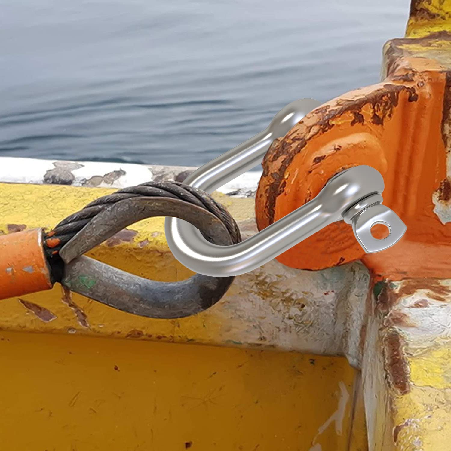 2 Pcs 3/8 Inch 10mm Screw Pin Anchor Shackle 304 Stainless Steel D Ring Shackle for Wirerope Lifting, Ship Anchor, Rope Bracelets Or Construction, Vehicle 3