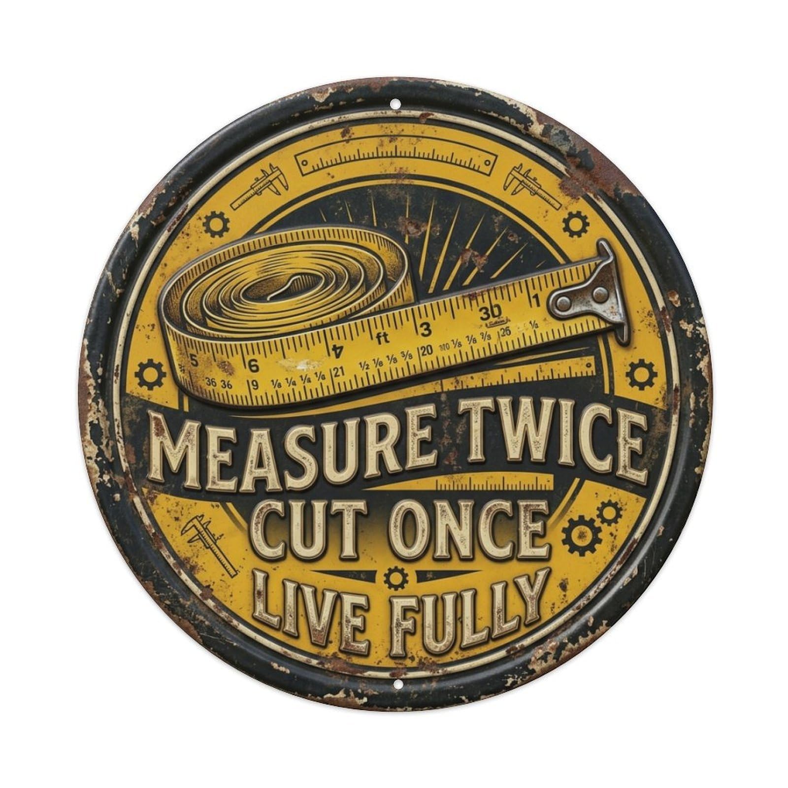 Tape Measure Extend Workshop Vintage Metal Tin Sign Plaque Wall Decor for Cafe, Club Bar, Office, Garden Metal Poster 8x8Inch